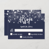 Lässige Handschrift Typografie Lights Navy Blue RSVP Karte (Vorne/Hinten)