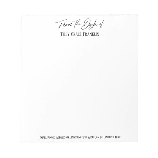 Lässige Handschrift vom Schreibtisch mit schlichte Notizblock (Vorderseite)