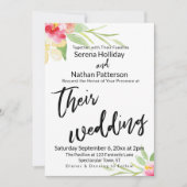 Lässige Handschrift Wasserfarben Blume Hochzeit Einladung (Vorderseite)