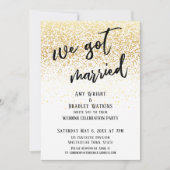 Lässige Handschrift Wir Got Verheiratete Gold Conf Einladung (Vorderseite)