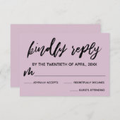 Lässige Handwriting Light Mauve Wedding RSVP Card (Vorne/Hinten)