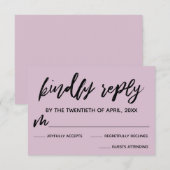 Lässige Handwriting Light Mauve Wedding RSVP Card Karte (Vorne/Hinten)