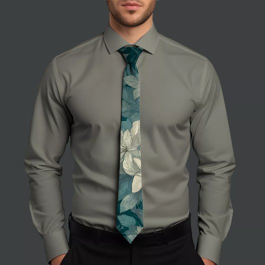 Lässige hellblaue Blumenmuster Krawatte