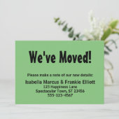 Lässige, helle grüne Karten "We ve Moved" (Stehend Vorderseite)