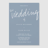 Lässige Hochzeit der modernen, blauen Typografie Magneteinladung (Vorderseite)