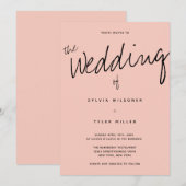 Lässige Hochzeit der modernen rosa Schwarztypograf Einladung (Vorne/Hinten)