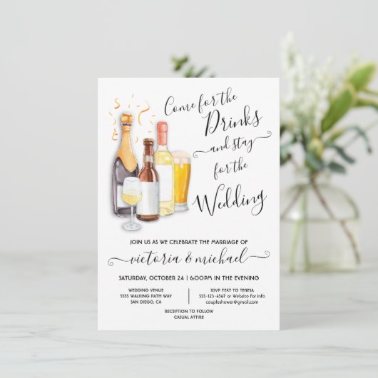 Lässige Hochzeit Erfrischung Einladung (Stehend Vorderseite)