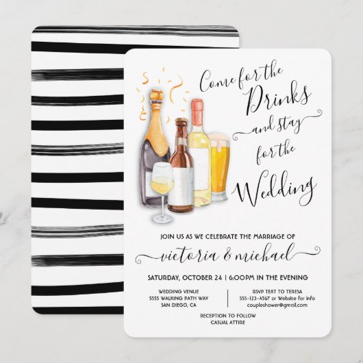 Lässige Hochzeit Erfrischung Einladung (Vorne/Hinten)
