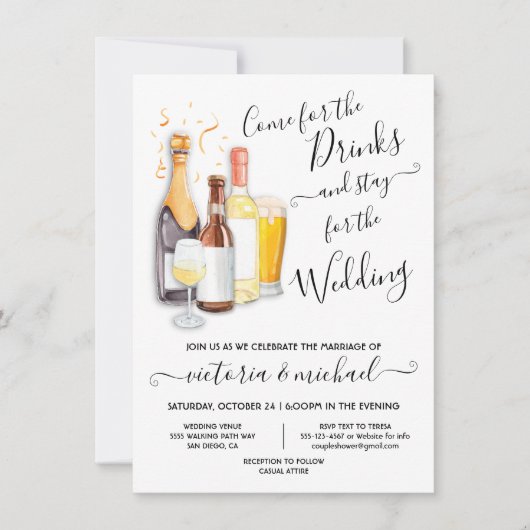 Lässige Hochzeit Erfrischung Einladung (Vorderseite)