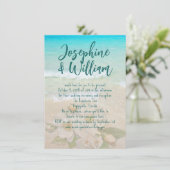 Lässige Hochzeit in der Rose des tropischen Meeres Einladung (Stehend Vorderseite)