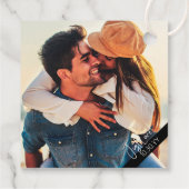 Lässige Hochzeit in Schwarz und Weiß Geschenkanhänger (Rückseite)