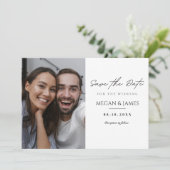 Lässige Hochzeit mit einfachem Foto Save The Date (Stehend Vorderseite)