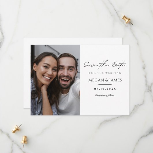 Lässige Hochzeit mit einfachem Foto Save The Date (Vorderseite/Rückseite Beispiel)