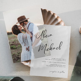 Lässige Hochzeit mit einfacher Kalligraphie Pergament Einladungen