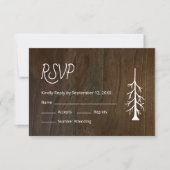 Lässige Hochzeit mit Pine Tree Rustic Wood RSVP Karte (Vorderseite)