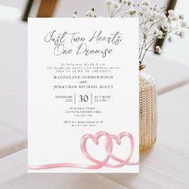 Lässige Hochzeit mit zwei Herz in weichem Rosa Einladung