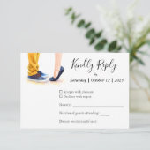 Lässige Hochzeit Modernes Drehbuch Illustration RSVP Karte (Stehend Vorderseite)