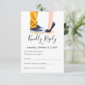 Lässige Hochzeit Modernes Drehbuch Illustration RSVP Karte (Stehend Vorderseite)