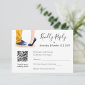 Lässige Hochzeit Modernes Drehbuch Illustration RSVP Karte (Stehend Vorderseite)