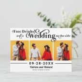 Lässige Hochzeiten mit kostenlosen Drinks sparen d Einladung (Stehend Vorderseite)
