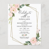 Lässige Hochzeitseinladung in Rosa Blütenflora (Vorderseite)