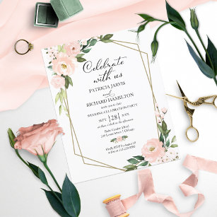 Lässige Hochzeitseinladung in Rosa Blütenflora