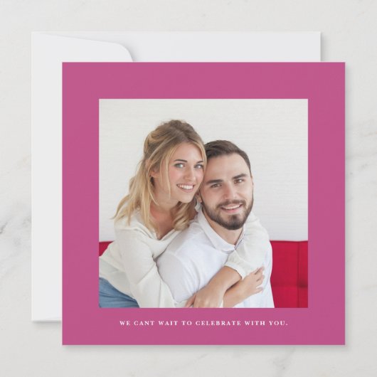 Lässige Initialen Foto Save the Date rosa Einladung (Rückseite)