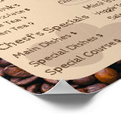 Lässige Kaffeebohnen hinzufügen Menü Kaffeeshop Poster (Ecke)