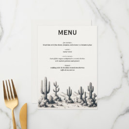 Lässige Kaktus Hochzeit Menükarte
