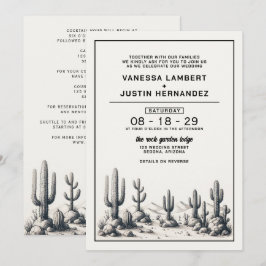 Lässige Kaktus Hochzeit mit Details Einladung