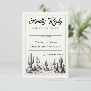 Lässige Kaktus Hochzeit RSVP Karte