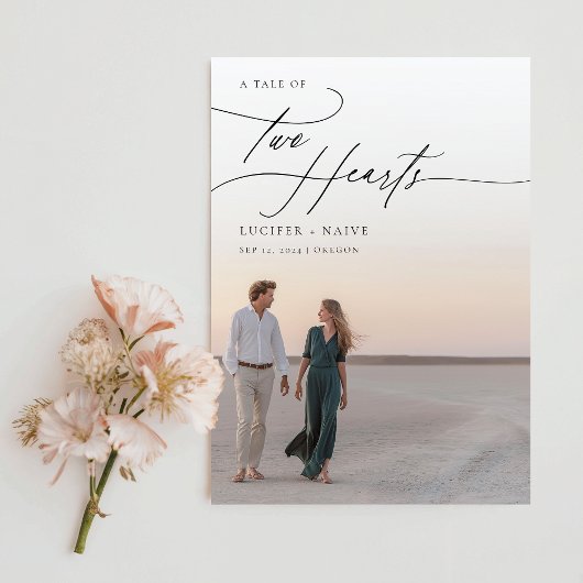 Lässige Kalligrafie Budget Foto Hochzeit Einladung