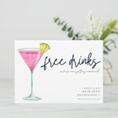 Lässige kostenlose Getränke Funny Foto Hochzeit Save The Date (Stehend Vorderseite)