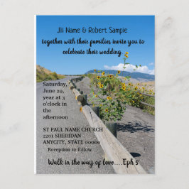 Lässige Landstraße Gelbe Sonnenblumen Hochzeit Einladungspostkarte