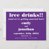 Lässige Lila Hochzeiten ohne Getränke Save The Date (Vorderseite)