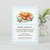 Lässige Meeresfrüchte - Fisch & Chips Geburtstag Einladung (Stehend Vorderseite)