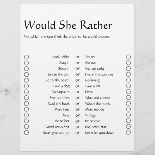 Lässige Minimalistische 2-seitige Bingo-Brautparty (Vorderseite)