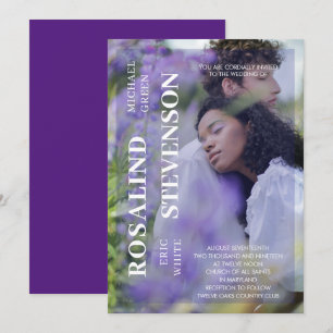 Lässige Minimalistische Violet Foto Hochzeit Einladung