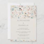 Lässige Moderne Terrazzo Pastellfarben Retro Hochz Einladung (Vorderseite)