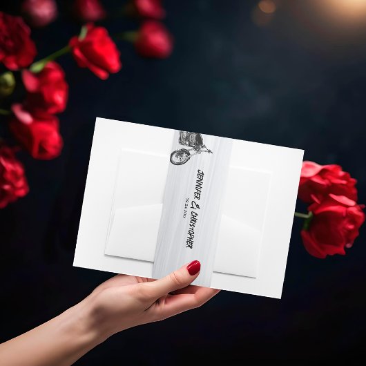 Lässige Motorradfahrer Hochzeit Einladungsbanderole