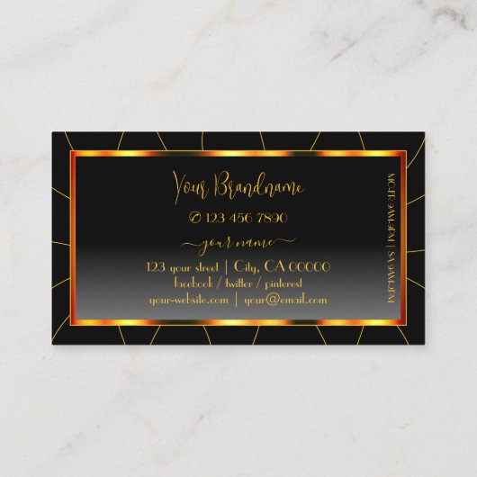 Lässige Orange Frame Schwarz Gradient Luxus Identi Visitenkarte (Rückseite)