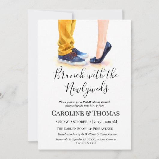 Lässige Post-Hochzeit-Brunch Moderne Kalligraphie Einladung (Vorderseite)