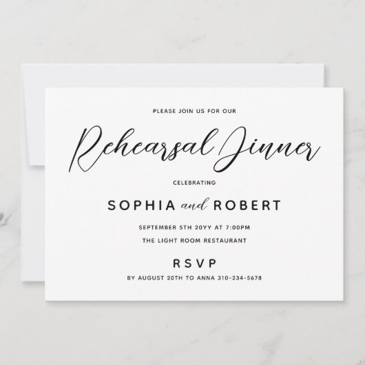 Lässige Probe in Schwarz und Weiß Einladung (Vorderseite)