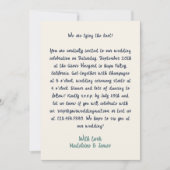 Lässige Retro-Quirky-Handschrift Grüne blaue Hochz Einladung (Vorderseite)