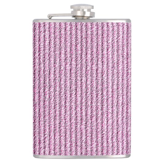 Lässige rosa Kordelstreifenmuster Flachmann (Vorderseite)