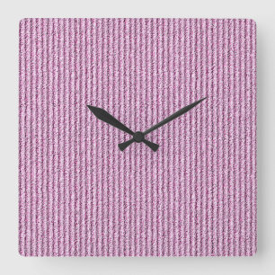 Lässige rosa Kordelstreifenmuster Quadratische Wanduhr