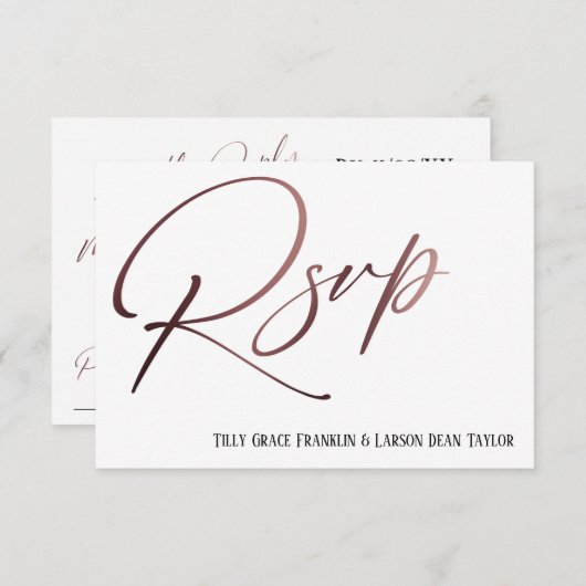 Lässige Rose Gold Handwriting UAWG Song Anfrage Begleitkarte (Vorne/Hinten)