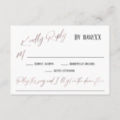 Lässige Rose Gold Handwriting UAWG Song Anfrage Begleitkarte (Rückseite)