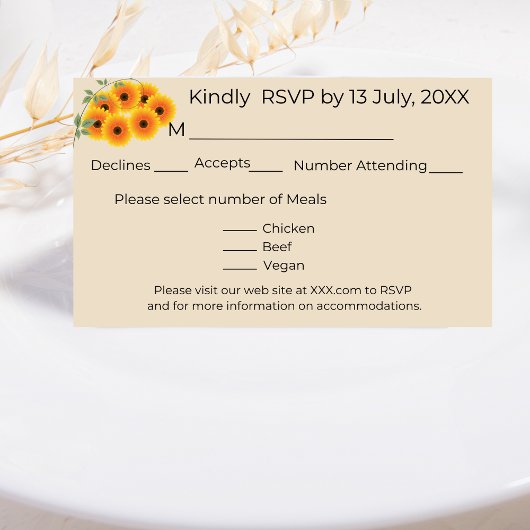 Lässige RSVP-Karte für Sonnenblumen RSVP Karte