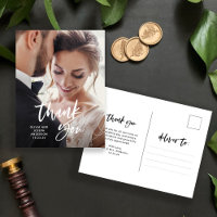 Lässige Schrift und Foto | Hochzeit Danke